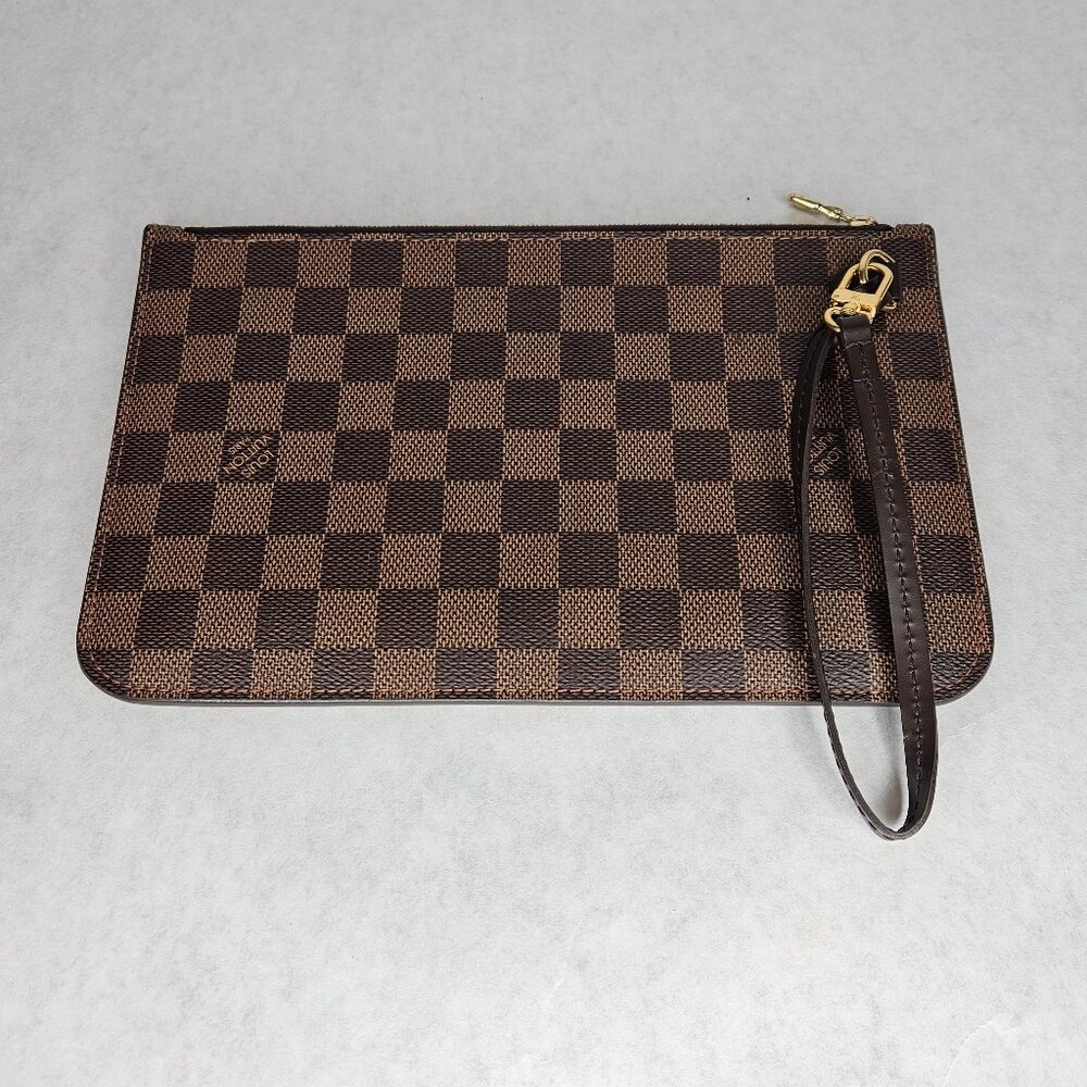 Louis Vuitton Damier Ebene Wristlet Pouch Bag Red